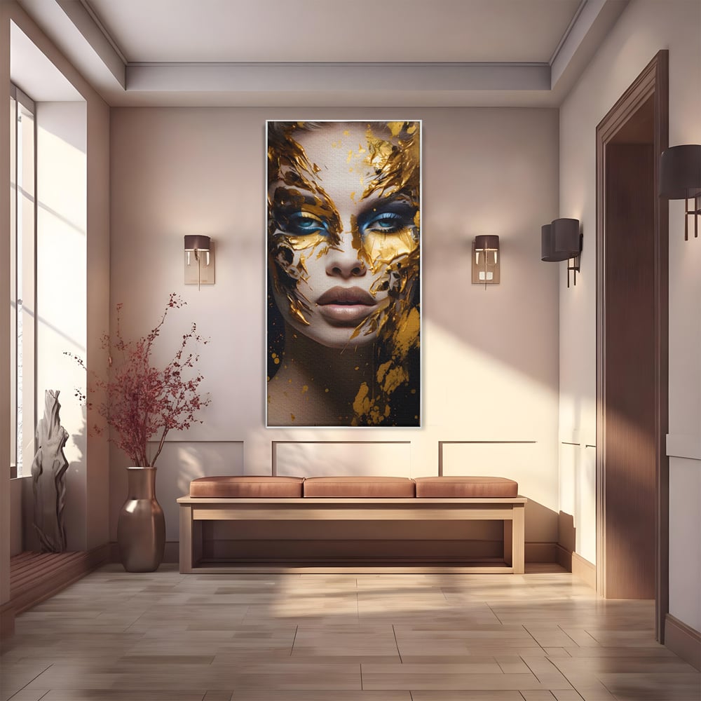 Tablou Canvas Premium LuxCanva® A1419, Gold Girl , Living Room, Femeie, Auriu, Senzual, Frumusete, Decorativ, Culori Vibrante