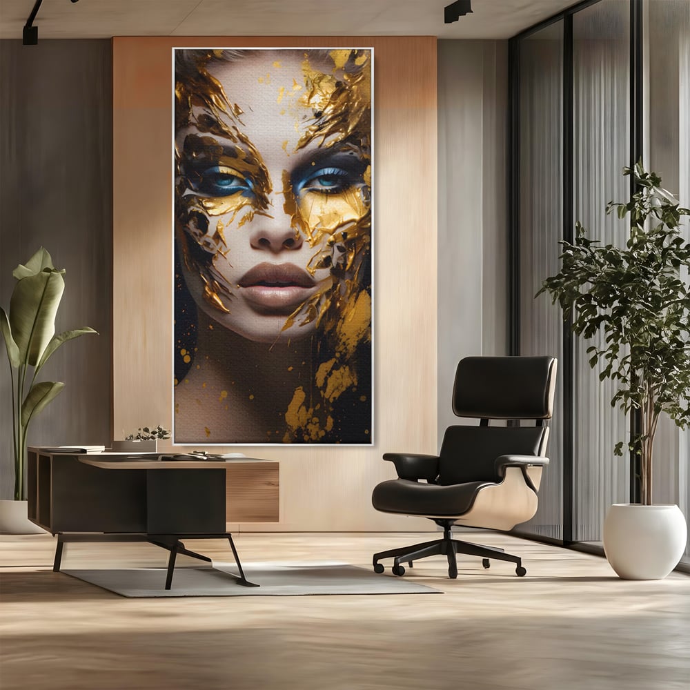 Tablou Canvas Premium LuxCanva® A1419, Gold Girl , Living Room, Femeie, Auriu, Senzual, Frumusete, Decorativ, Culori Vibrante