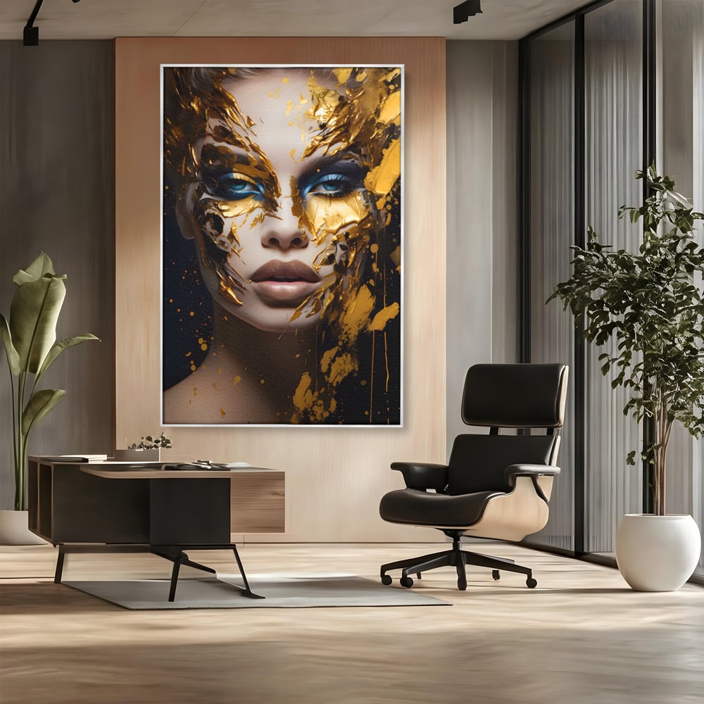 Tablou Canvas Premium LuxCanva® A1419, Gold Girl , Living Room, Femeie, Auriu, Senzual, Frumusete, Decorativ, Culori Vibrante
