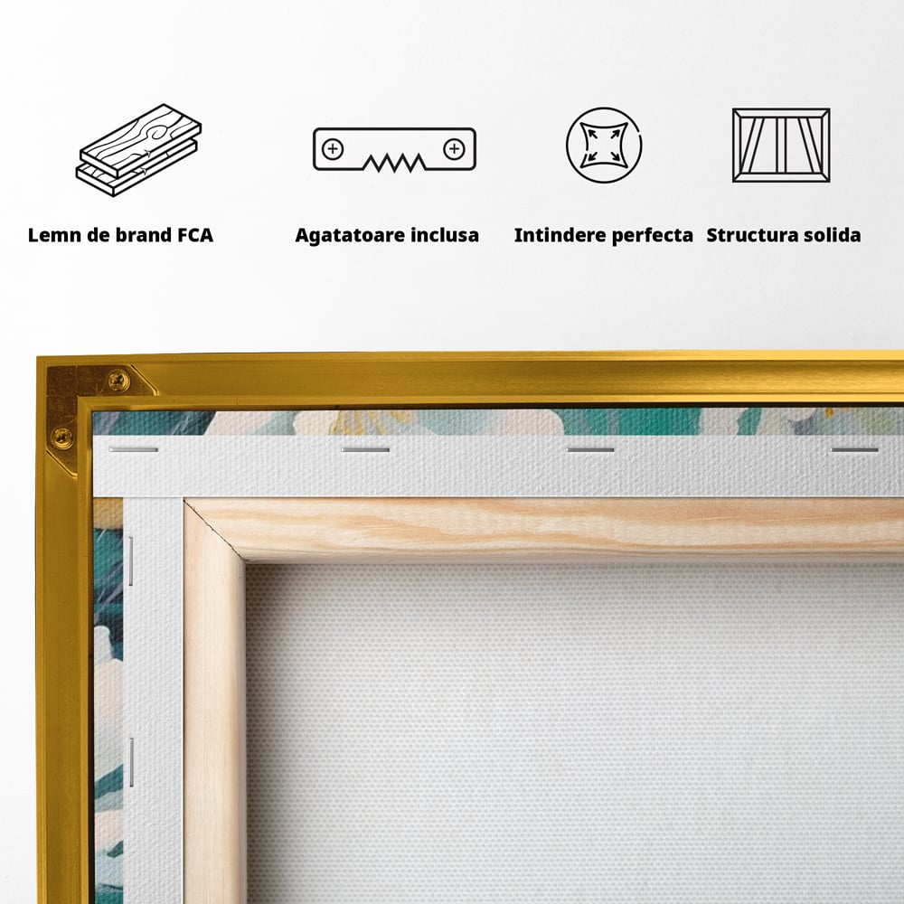 Tablou Canvas Premium LuxCanva® A1420, Dansul Florilor ,  Living, Flori Albe, Frunze, Natura, Dormitor, Decorativ, Culori Vibrante