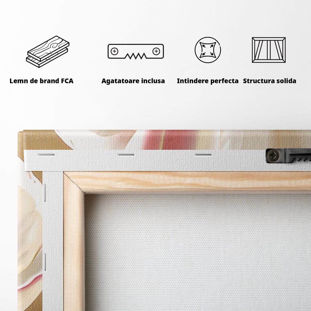 Tablou Canvas Premium LuxCanva® A1421, 3Tulip, Living, Lalele, Roz, Planta, Primavara, Dormitor, Decorativ, Culori Vibrante