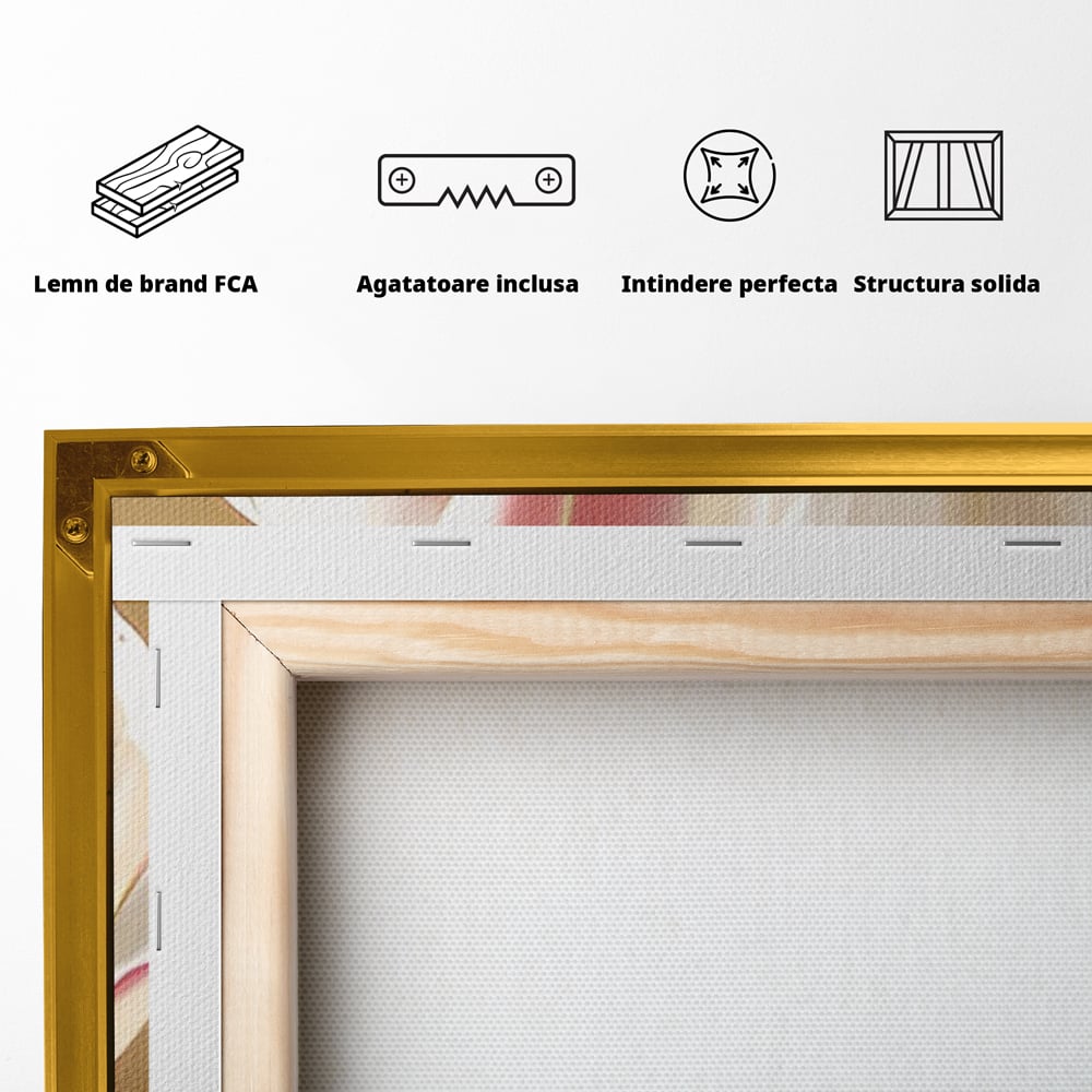 Tablou Canvas Premium LuxCanva® A1421, 3Tulip, Living, Lalele, Roz, Planta, Primavara, Dormitor, Decorativ, Culori Vibrante