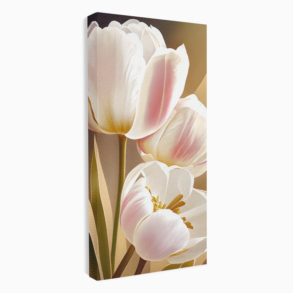 Tablou Canvas Premium LuxCanva® A1421, 3Tulip, Living, Lalele, Roz, Planta, Primavara, Dormitor, Decorativ, Culori Vibrante