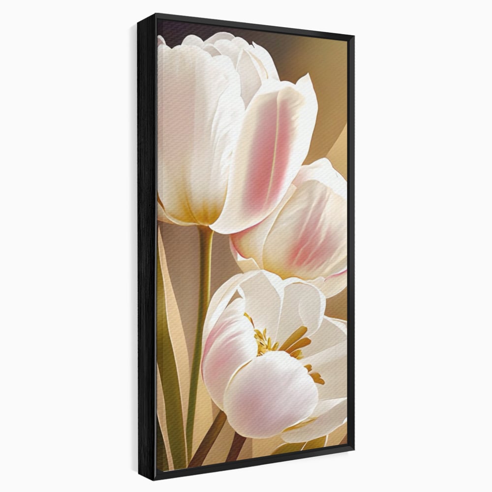 Tablou Canvas Premium LuxCanva® A1421, 3Tulip, Living, Lalele, Roz, Planta, Primavara, Dormitor, Decorativ, Culori Vibrante