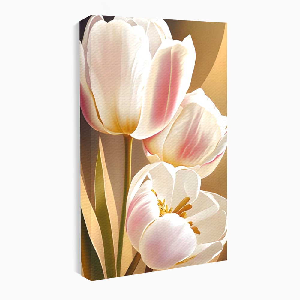 Tablou Canvas Premium LuxCanva® A1421, 3Tulip, Living, Lalele, Roz, Planta, Primavara, Dormitor, Decorativ, Culori Vibrante