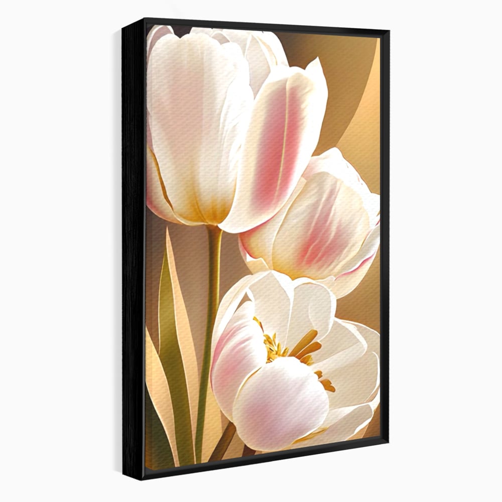 Tablou Canvas Premium LuxCanva® A1421, 3Tulip, Living, Lalele, Roz, Planta, Primavara, Dormitor, Decorativ, Culori Vibrante