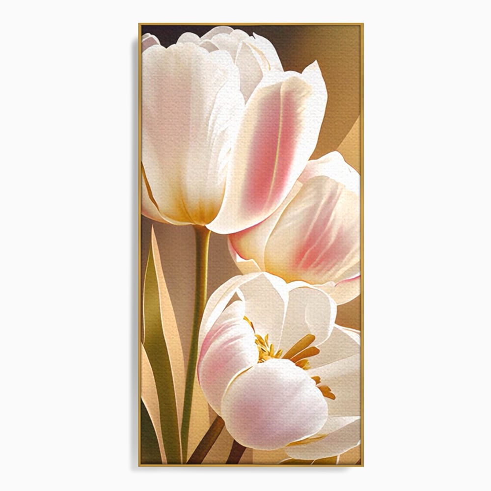 Tablou Canvas Premium LuxCanva® A1421, 3Tulip, Living, Lalele, Roz, Planta, Primavara, Dormitor, Decorativ, Culori Vibrante
