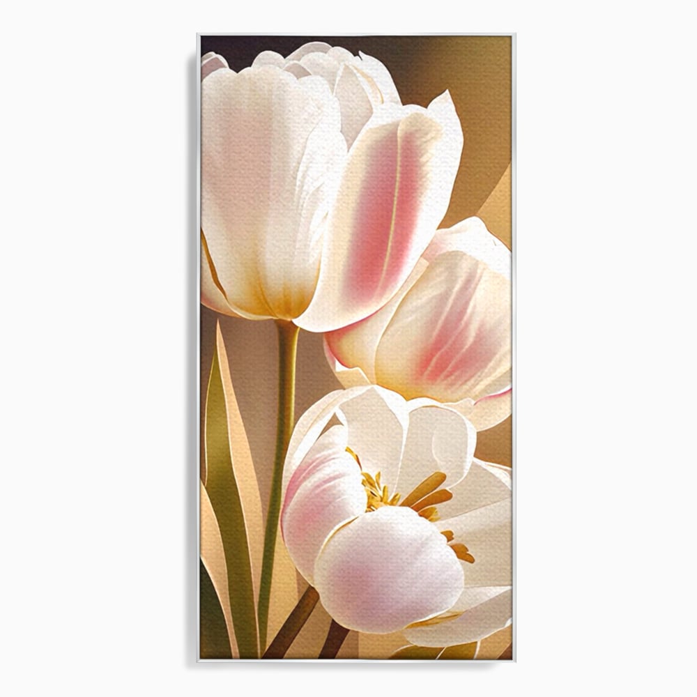 Tablou Canvas Premium LuxCanva® A1421, 3Tulip, Living, Lalele, Roz, Planta, Primavara, Dormitor, Decorativ, Culori Vibrante