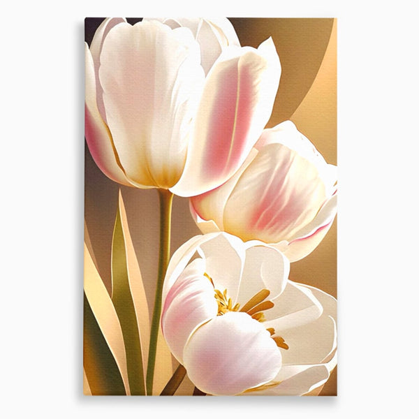 Tablou Canvas Premium LuxCanva® A1421, 3Tulip, Living, Lalele, Roz, Planta, Primavara, Dormitor, Decorativ, Culori Vibrante