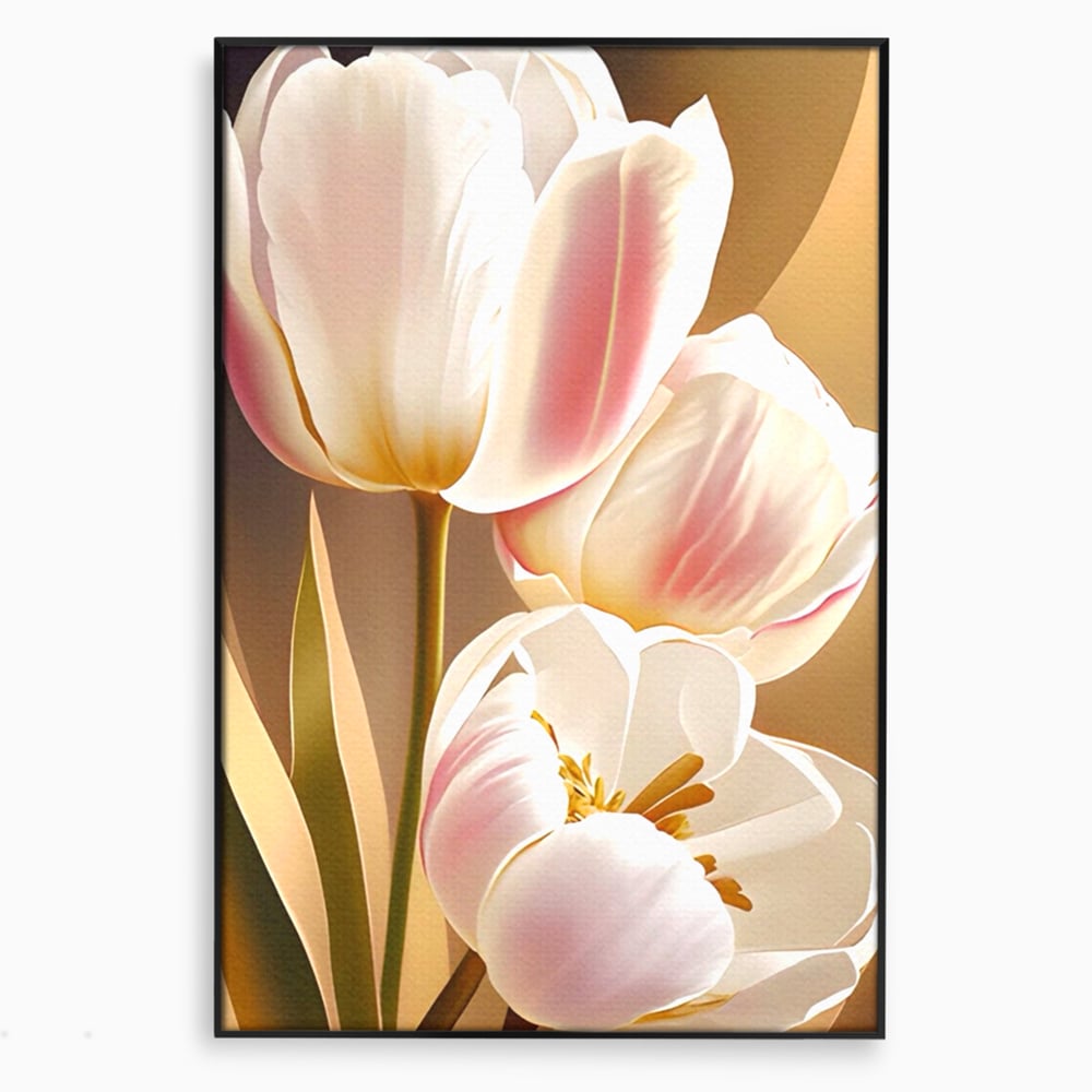 Tablou Canvas Premium LuxCanva® A1421, 3Tulip, Living, Lalele, Roz, Planta, Primavara, Dormitor, Decorativ, Culori Vibrante