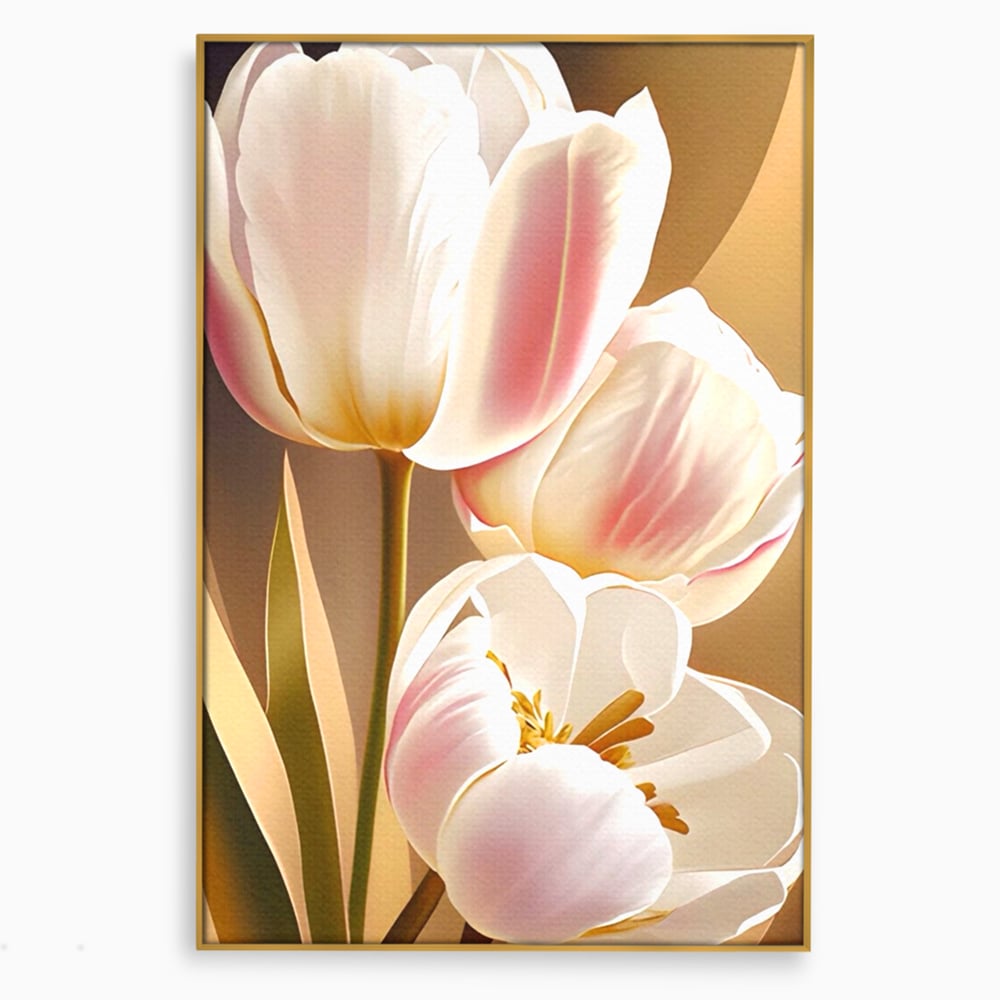 Tablou Canvas Premium LuxCanva® A1421, 3Tulip, Living, Lalele, Roz, Planta, Primavara, Dormitor, Decorativ, Culori Vibrante