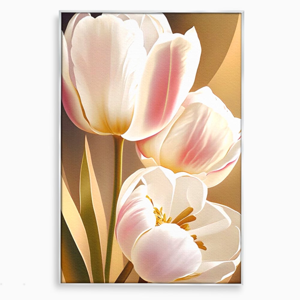 Tablou Canvas Premium LuxCanva® A1421, 3Tulip, Living, Lalele, Roz, Planta, Primavara, Dormitor, Decorativ, Culori Vibrante