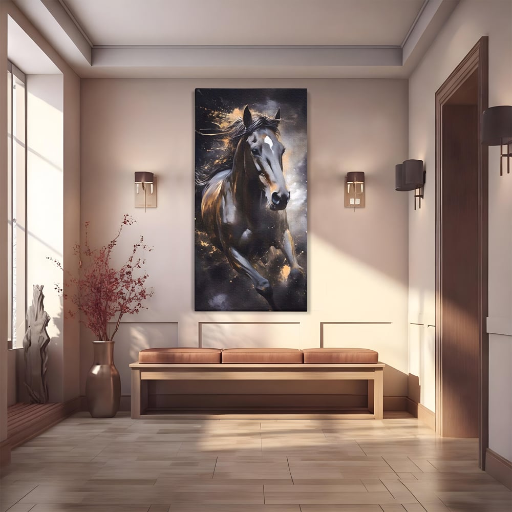 Tablou Canvas Premium LuxCanva® A1423, Elegant Horse ,  Living, Cal, Animal. Curse, Decorativ, Room, Culori Vibrante
