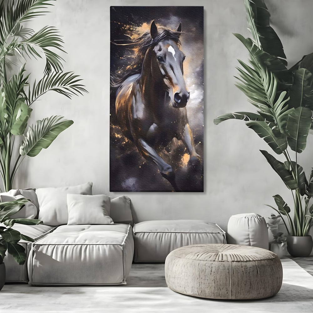Tablou Canvas Premium LuxCanva® A1423, Elegant Horse ,  Living, Cal, Animal. Curse, Decorativ, Room, Culori Vibrante
