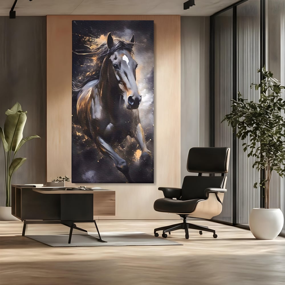 Tablou Canvas Premium LuxCanva® A1423, Elegant Horse ,  Living, Cal, Animal. Curse, Decorativ, Room, Culori Vibrante