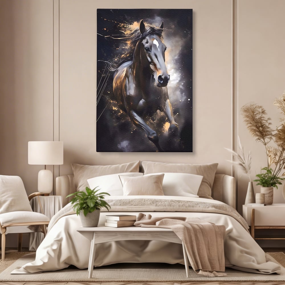 Tablou Canvas Premium LuxCanva® A1423, Elegant Horse ,  Living, Cal, Animal. Curse, Decorativ, Room, Culori Vibrante