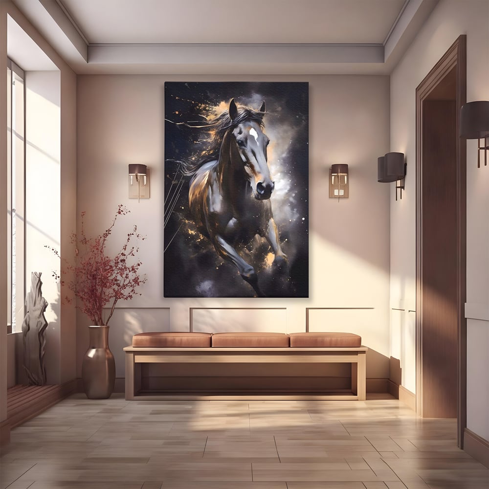 Tablou Canvas Premium LuxCanva® A1423, Elegant Horse ,  Living, Cal, Animal. Curse, Decorativ, Room, Culori Vibrante