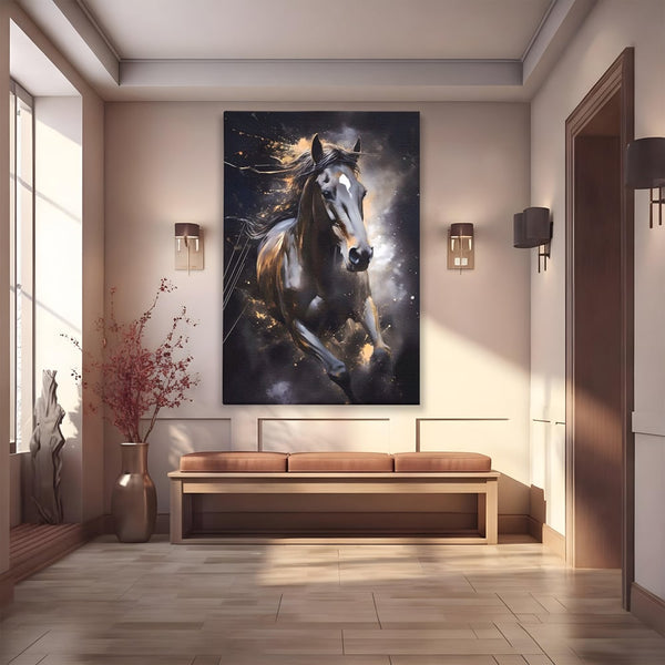 Tablou Canvas Premium LuxCanva® A1423, Elegant Horse ,  Living, Cal, Animal. Curse, Decorativ, Room, Culori Vibrante