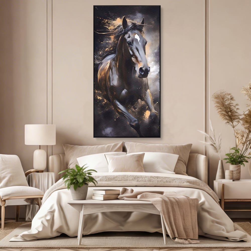 Tablou Canvas Premium LuxCanva® A1423, Elegant Horse ,  Living, Cal, Animal. Curse, Decorativ, Room, Culori Vibrante