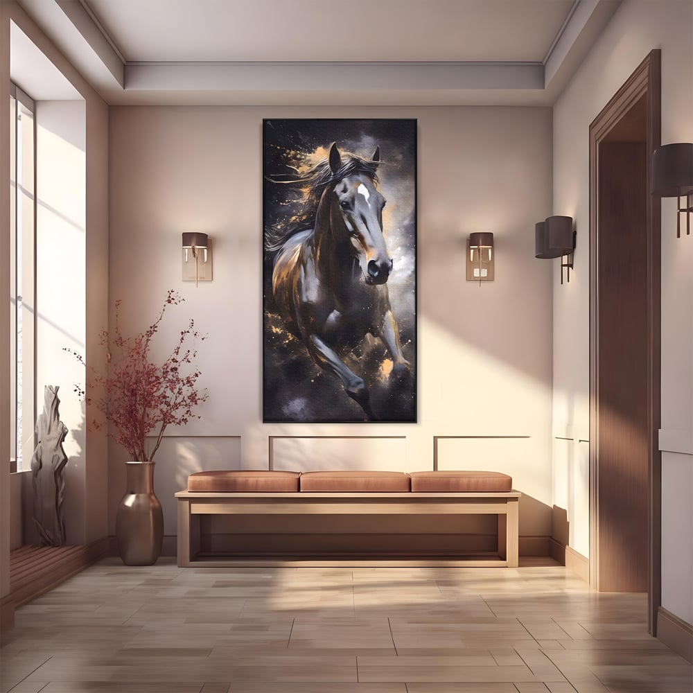 Tablou Canvas Premium LuxCanva® A1423, Elegant Horse ,  Living, Cal, Animal. Curse, Decorativ, Room, Culori Vibrante
