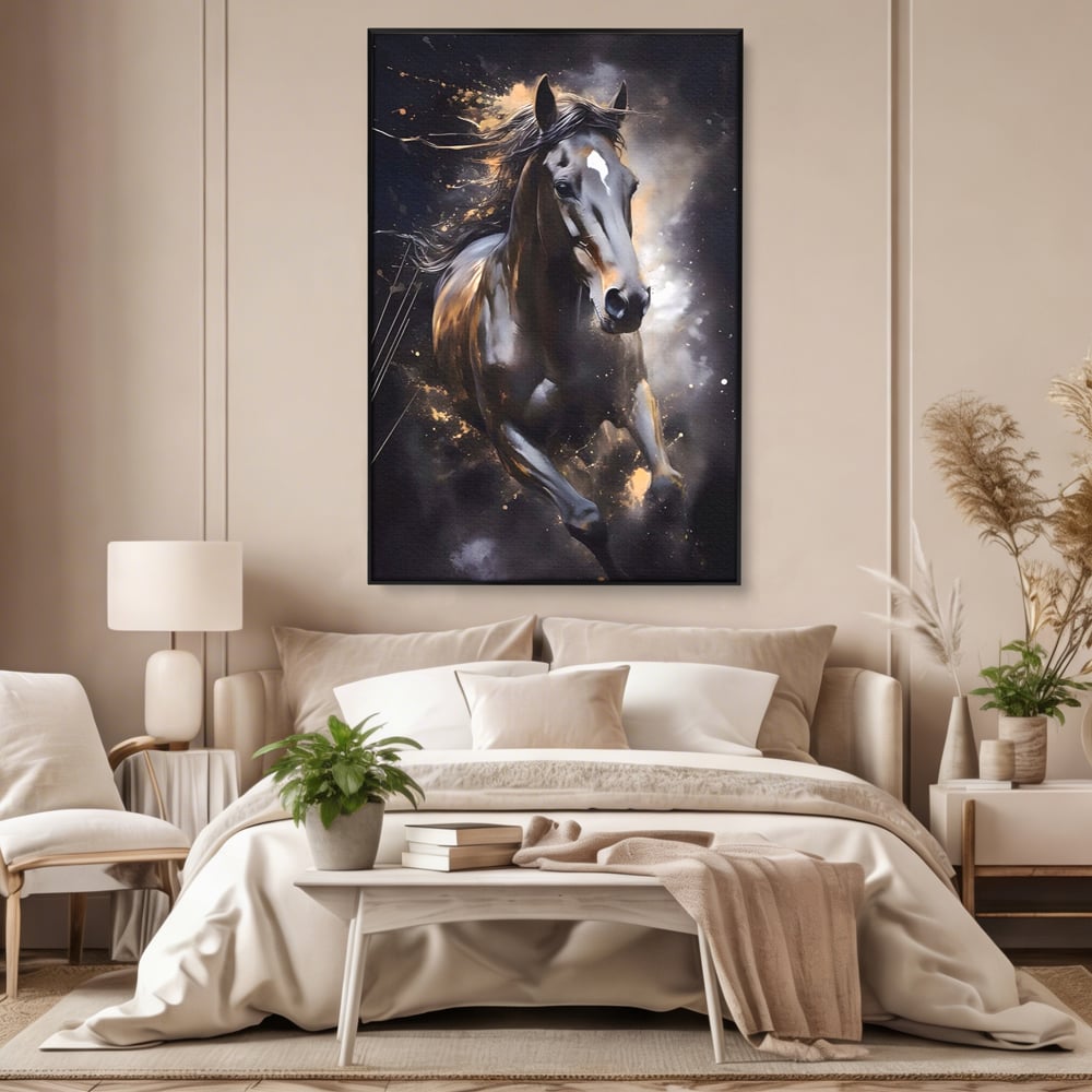 Tablou Canvas Premium LuxCanva® A1423, Elegant Horse ,  Living, Cal, Animal. Curse, Decorativ, Room, Culori Vibrante