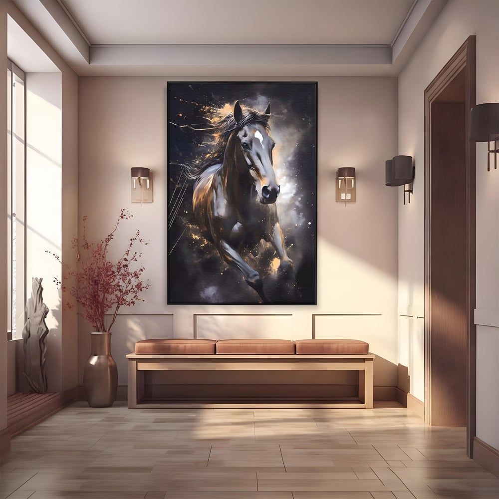 Tablou Canvas Premium LuxCanva® A1423, Elegant Horse ,  Living, Cal, Animal. Curse, Decorativ, Room, Culori Vibrante