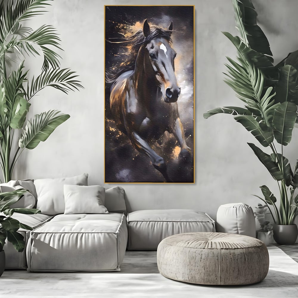 Tablou Canvas Premium LuxCanva® A1423, Elegant Horse ,  Living, Cal, Animal. Curse, Decorativ, Room, Culori Vibrante