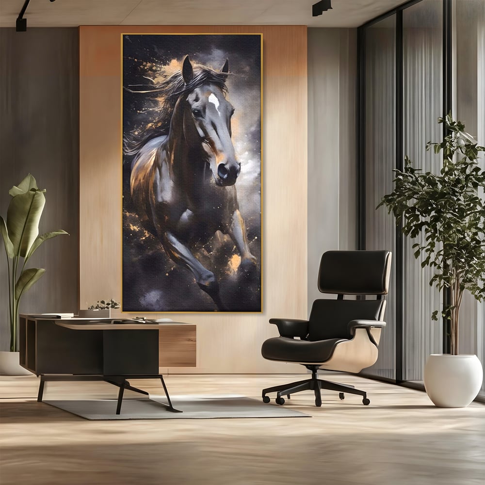 Tablou Canvas Premium LuxCanva® A1423, Elegant Horse ,  Living, Cal, Animal. Curse, Decorativ, Room, Culori Vibrante