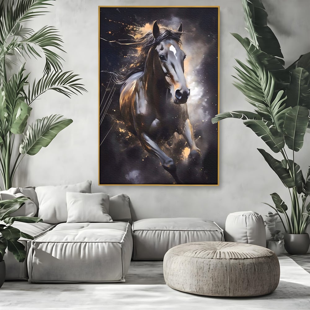 Tablou Canvas Premium LuxCanva® A1423, Elegant Horse ,  Living, Cal, Animal. Curse, Decorativ, Room, Culori Vibrante