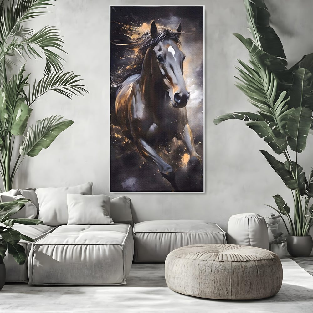 Tablou Canvas Premium LuxCanva® A1423, Elegant Horse ,  Living, Cal, Animal. Curse, Decorativ, Room, Culori Vibrante