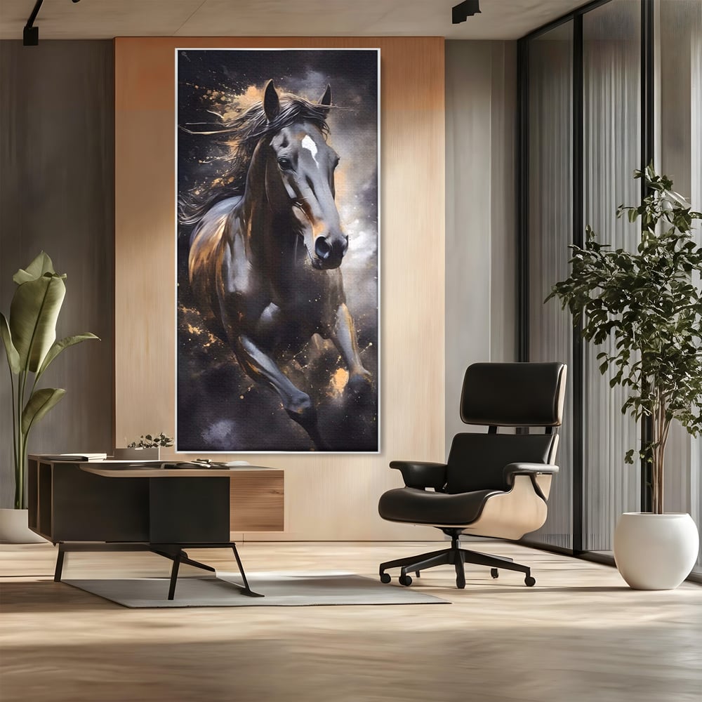 Tablou Canvas Premium LuxCanva® A1423, Elegant Horse ,  Living, Cal, Animal. Curse, Decorativ, Room, Culori Vibrante