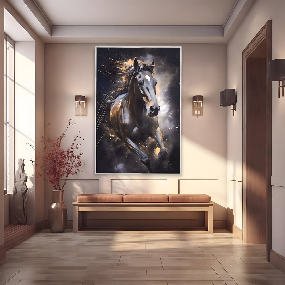 Tablou Canvas Premium LuxCanva® A1423, Elegant Horse ,  Living, Cal, Animal. Curse, Decorativ, Room, Culori Vibrante