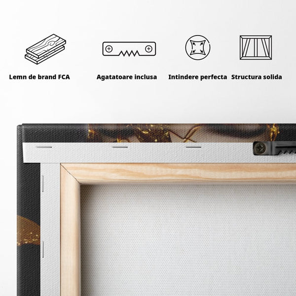 Tablou Canvas Premium LuxCanva® A1425, Gold Butterfly , Living, Frumusete, Femeie, Fluturi, Auriu, Decorativ, Culori Vibrante
