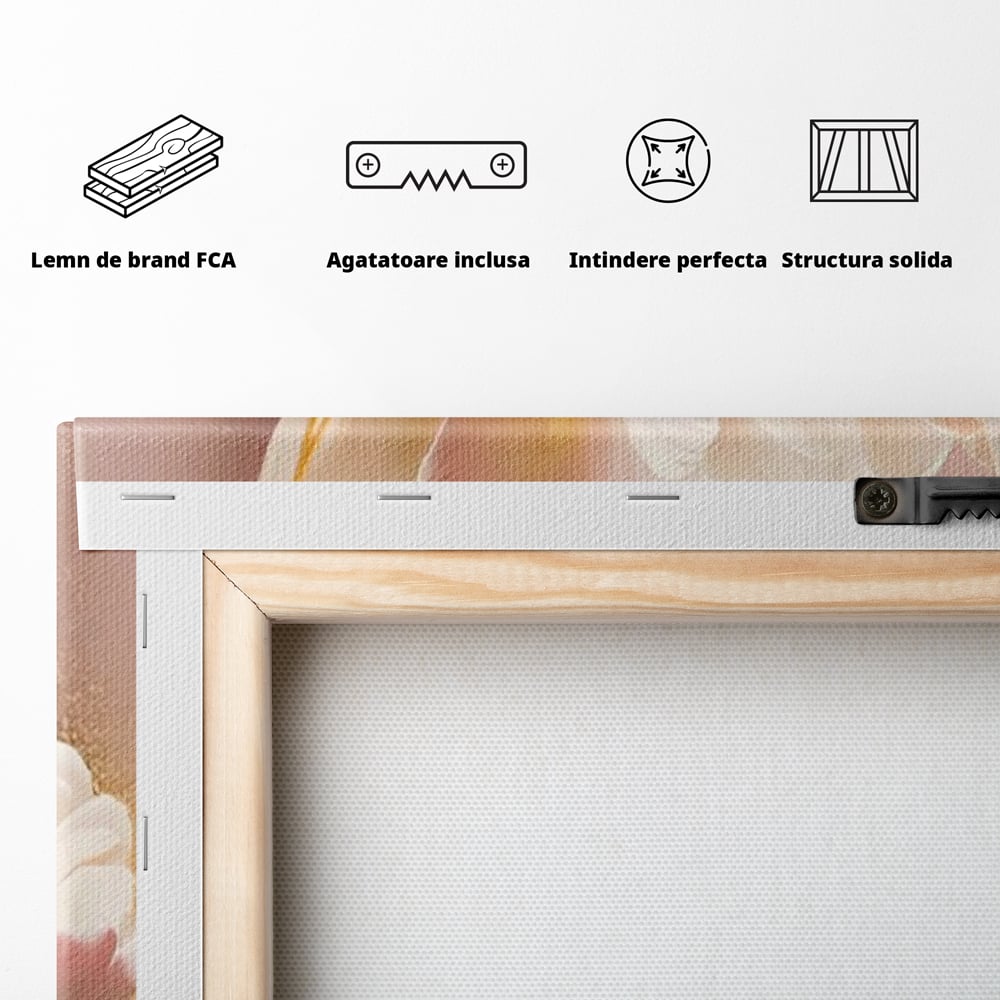 Tablou Canvas Premium LuxCanva® A1426, Lalele Roz , Dormitor, Flori, Natura, Primavara, Decorativ, Living, Culori Vibrante