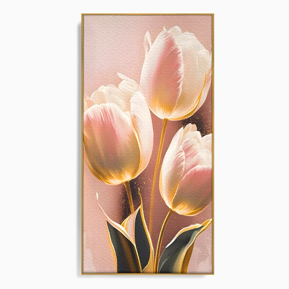 Tablou Canvas Premium LuxCanva® A1426, Lalele Roz , Dormitor, Flori, Natura, Primavara, Decorativ, Living, Culori Vibrante