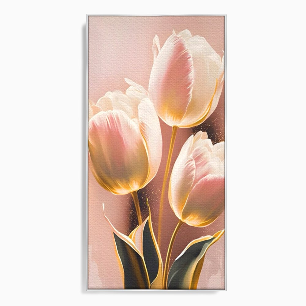 Tablou Canvas Premium LuxCanva® A1426, Lalele Roz , Dormitor, Flori, Natura, Primavara, Decorativ, Living, Culori Vibrante