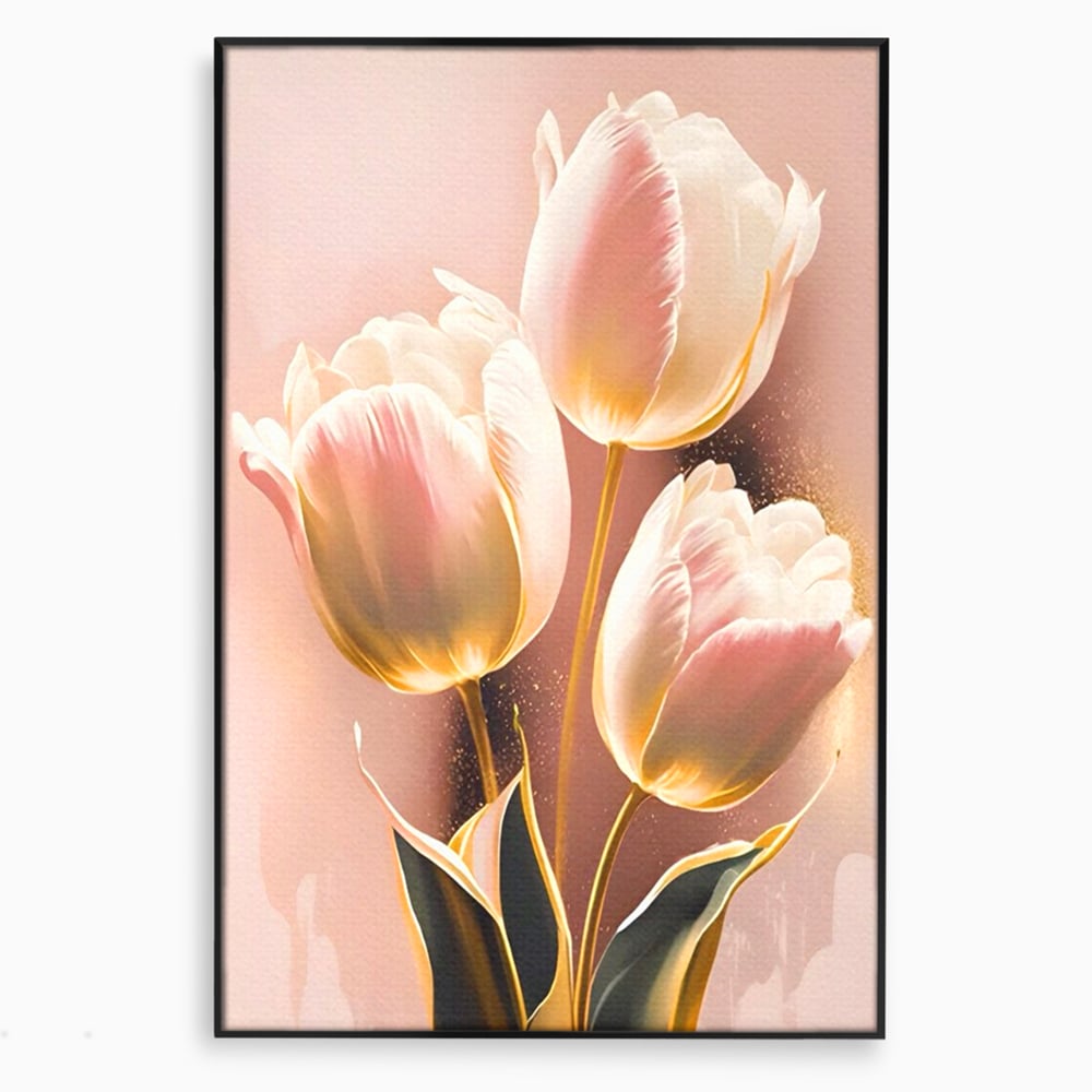 Tablou Canvas Premium LuxCanva® A1426, Lalele Roz , Dormitor, Flori, Natura, Primavara, Decorativ, Living, Culori Vibrante