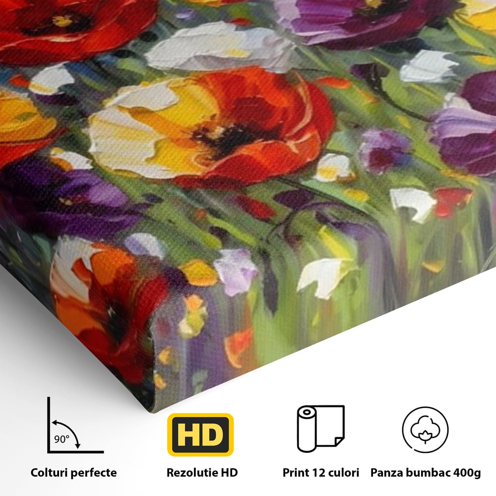 Leinwand Wandkunst Leinwand Wandkunst Premium LuxCanva® A1427, Blumenfeld, Schlafzimmer, Pop Pop Art, farbenfroh, Kunst, dekorativ, dekorativ, Wohnen, leuchtende Farben