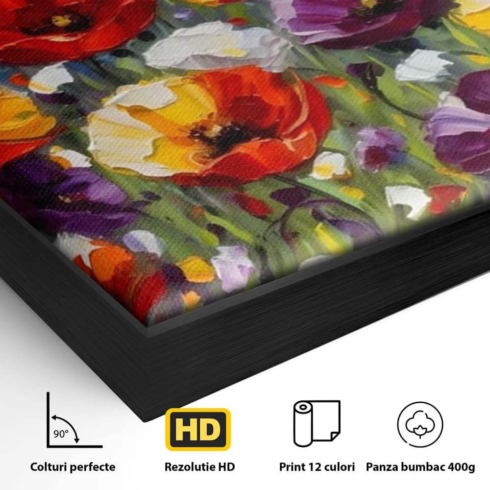 Leinwand Wandkunst Leinwand Wandkunst Premium LuxCanva® A1427, Blumenfeld, Schlafzimmer, Pop Pop Art, farbenfroh, Kunst, dekorativ, dekorativ, Wohnen, leuchtende Farben