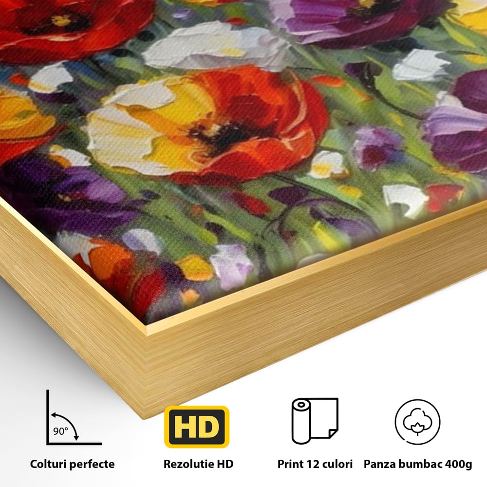 Leinwand Wandkunst Leinwand Wandkunst Premium LuxCanva® A1427, Blumenfeld, Schlafzimmer, Pop Pop Art, farbenfroh, Kunst, dekorativ, dekorativ, Wohnen, leuchtende Farben