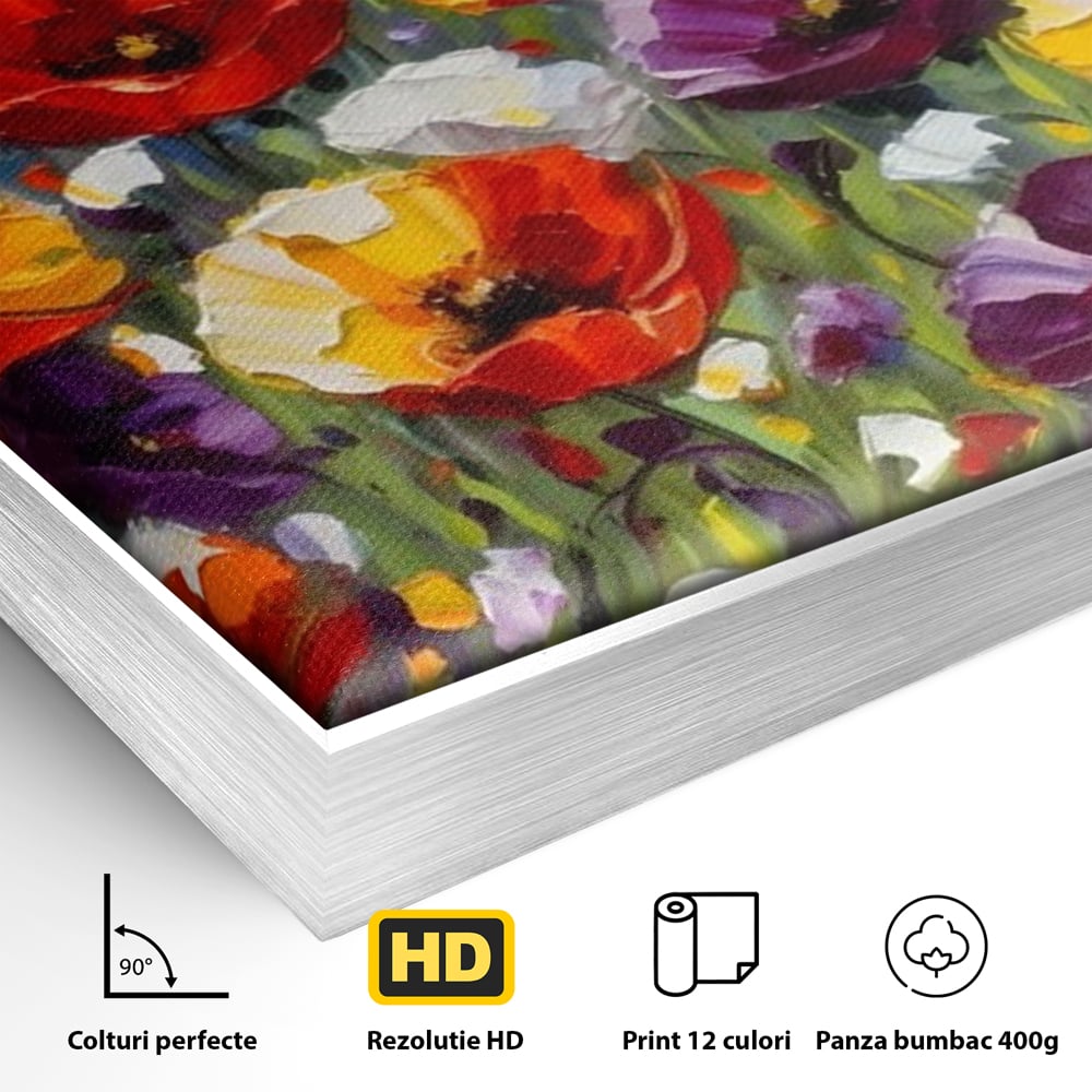 Leinwand Wandkunst Leinwand Wandkunst Premium LuxCanva® A1427, Blumenfeld, Schlafzimmer, Pop Pop Art, farbenfroh, Kunst, dekorativ, dekorativ, Wohnen, leuchtende Farben