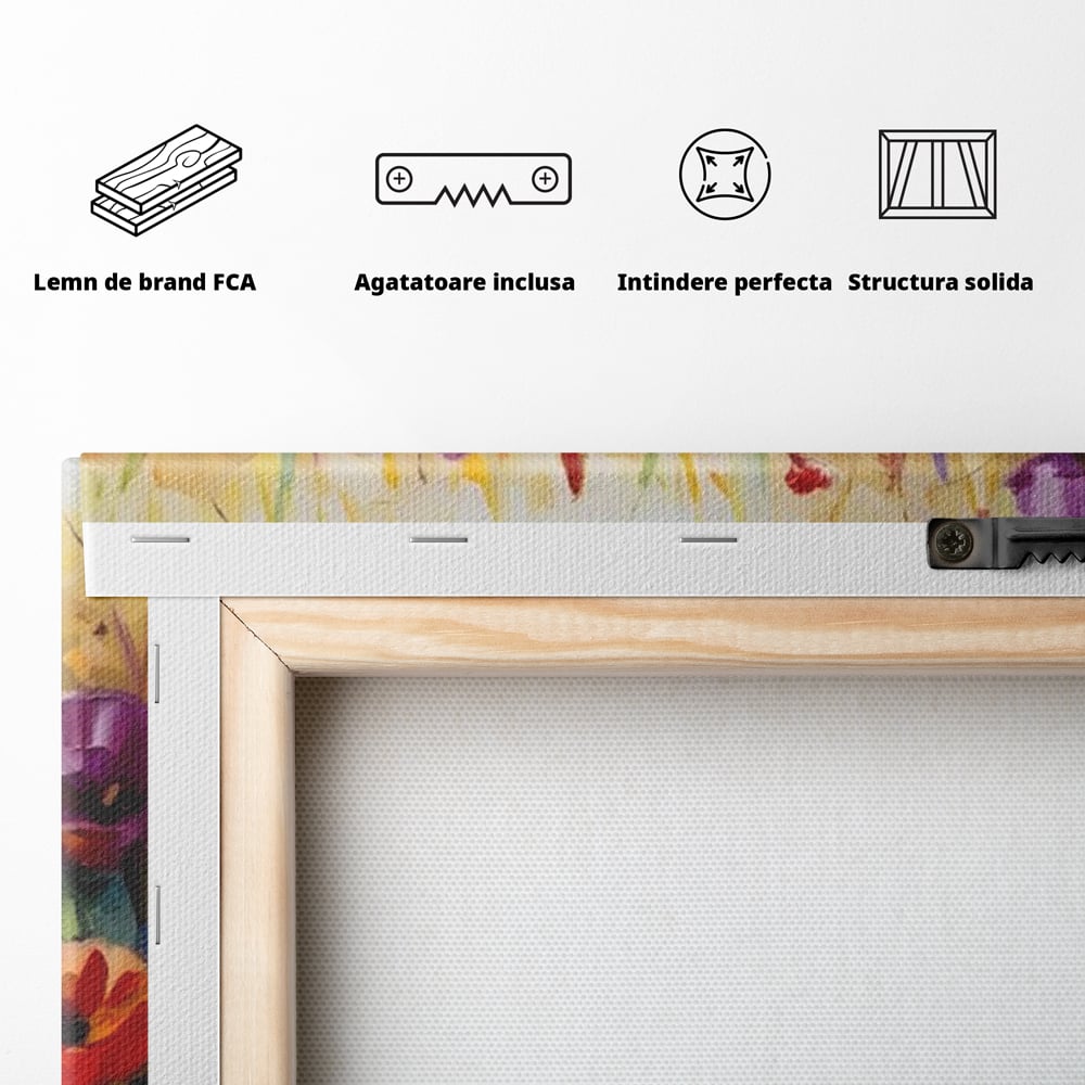 Leinwand Wandkunst Leinwand Wandkunst Premium LuxCanva® A1427, Blumenfeld, Schlafzimmer, Pop Pop Art, farbenfroh, Kunst, dekorativ, dekorativ, Wohnen, leuchtende Farben