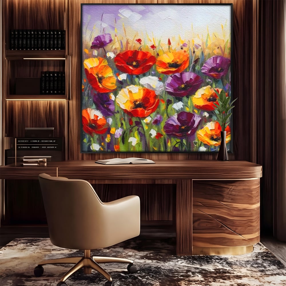 Leinwand Wandkunst Leinwand Wandkunst Premium LuxCanva® A1427, Blumenfeld, Schlafzimmer, Pop Pop Art, farbenfroh, Kunst, dekorativ, dekorativ, Wohnen, leuchtende Farben