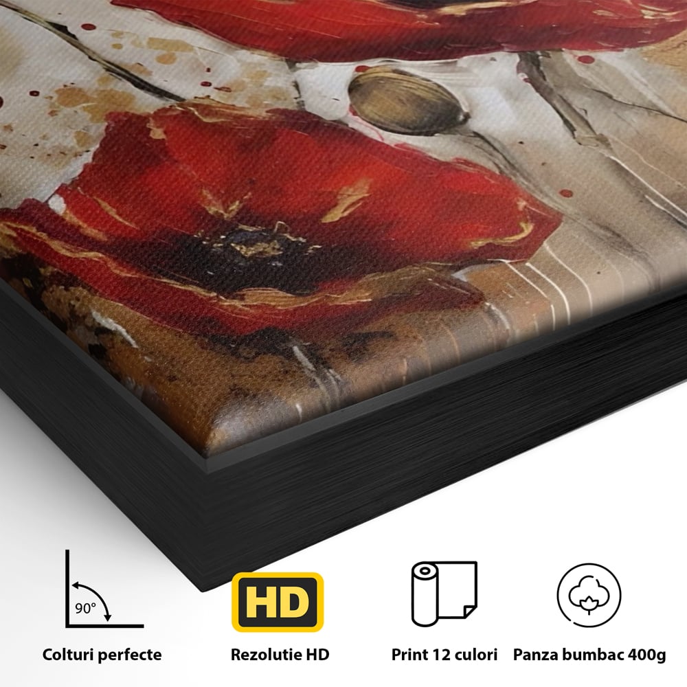 Tablou Canvas Premium LuxCanva® A1429, Red Poppies , Room, Flori, Maci, Camp, Decorativ, Living, Culori Vibrante