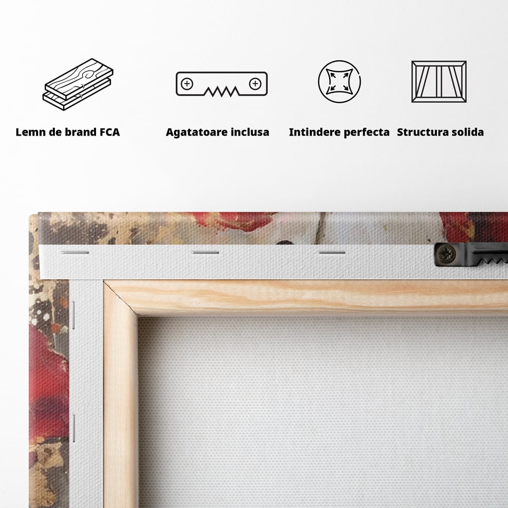 Tablou Canvas Premium LuxCanva® A1429, Red Poppies , Room, Flori, Maci, Camp, Decorativ, Living, Culori Vibrante