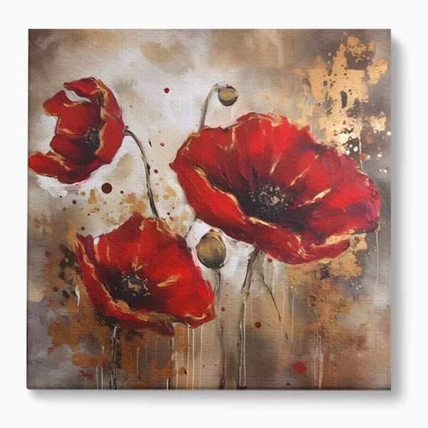 Tablou Canvas Premium LuxCanva® A1429, Red Poppies , Room, Flori, Maci, Camp, Decorativ, Living, Culori Vibrante
