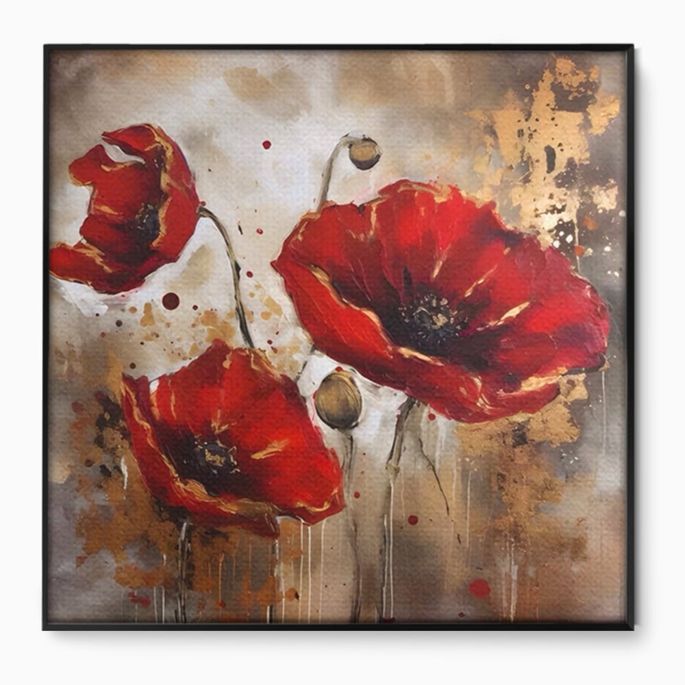 Tablou Canvas Premium LuxCanva® A1429, Red Poppies , Room, Flori, Maci, Camp, Decorativ, Living, Culori Vibrante