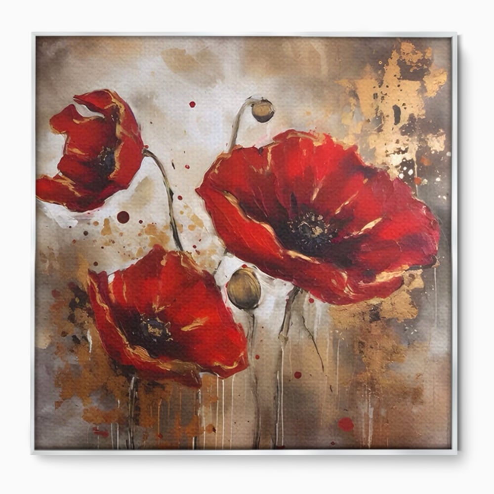 Tablou Canvas Premium LuxCanva® A1429, Red Poppies , Room, Flori, Maci, Camp, Decorativ, Living, Culori Vibrante