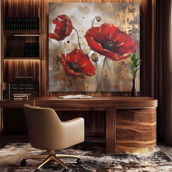 Tablou Canvas Premium LuxCanva® A1429, Red Poppies , Room, Flori, Maci, Camp, Decorativ, Living, Culori Vibrante