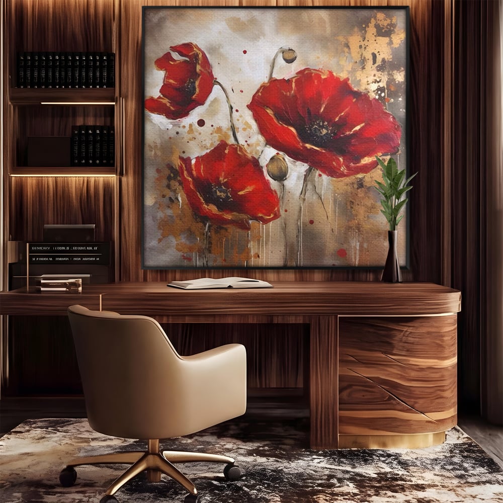 Tablou Canvas Premium LuxCanva® A1429, Red Poppies , Room, Flori, Maci, Camp, Decorativ, Living, Culori Vibrante